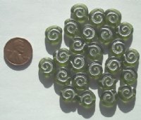 25 12mm Matte Olive Disks with Silver Swirl